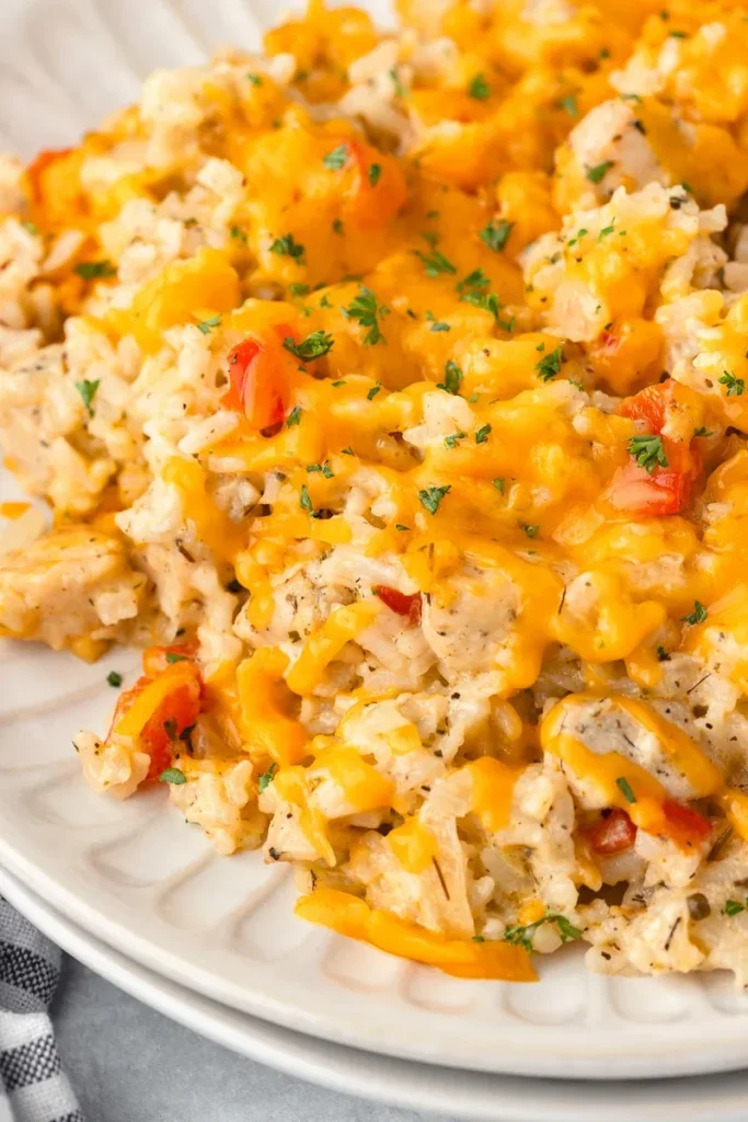 1. Cheesy Chicken Rice Casserole
