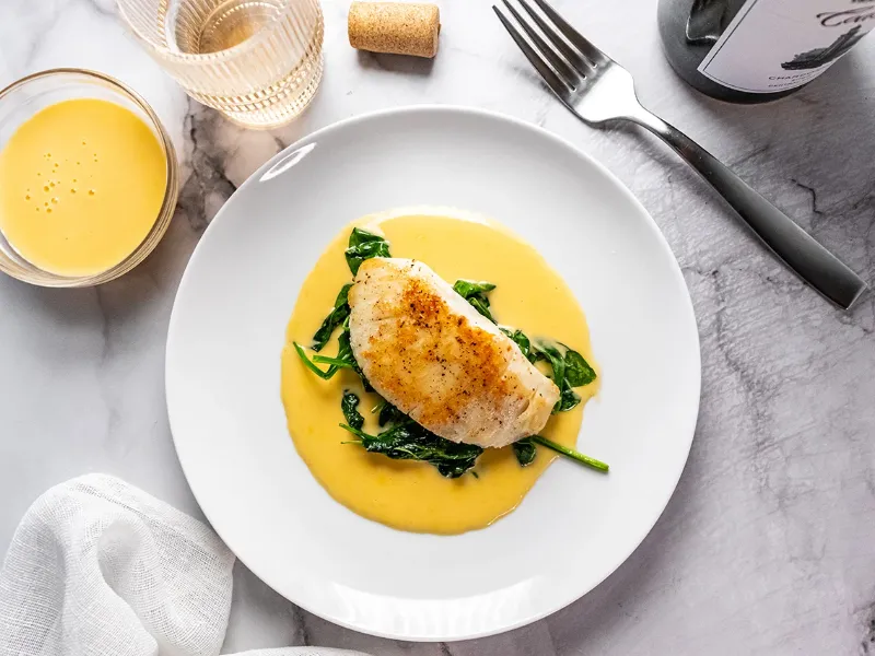 1. Pan Seared Halibut Cheeks with Lemon Butter