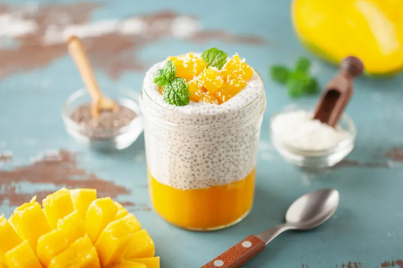 10. Chia Seed Pudding with Mango