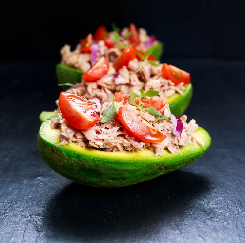 10. Creamy Avocado Tuna Boats