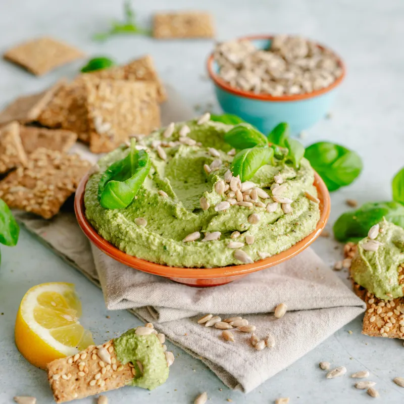 10. Raw Sunflower Seed Hummus with Veggie Sticks