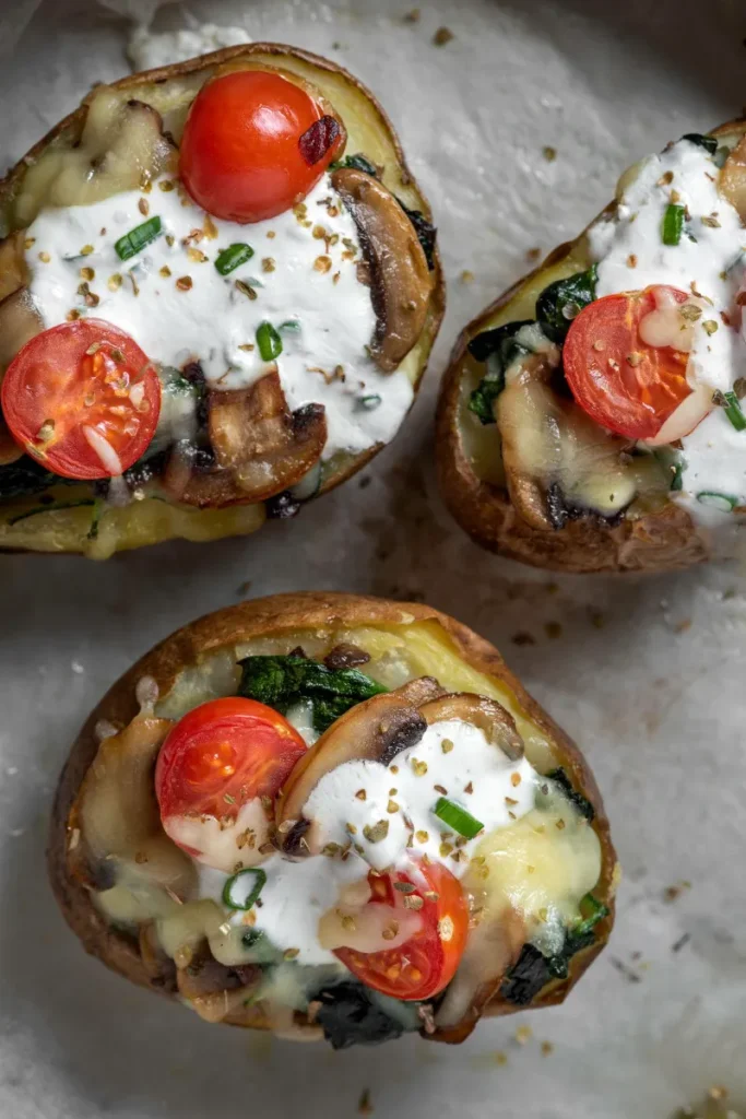 10. Spinach Mushroom Baked Potato
