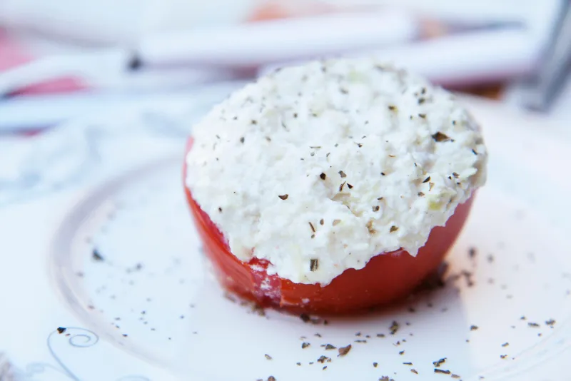 12. Cottage Cheese and Veggie Stuffed Tomato