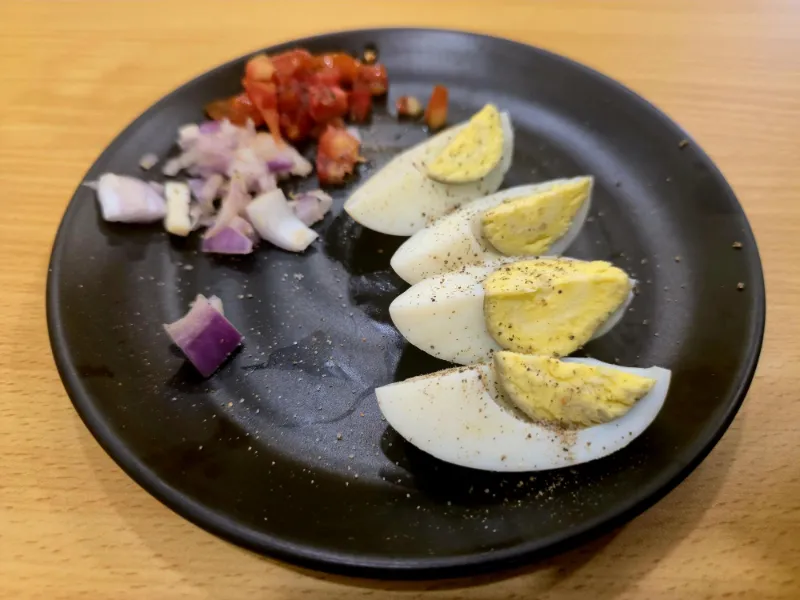 12. Hard Boiled Egg with Salt and Pepper