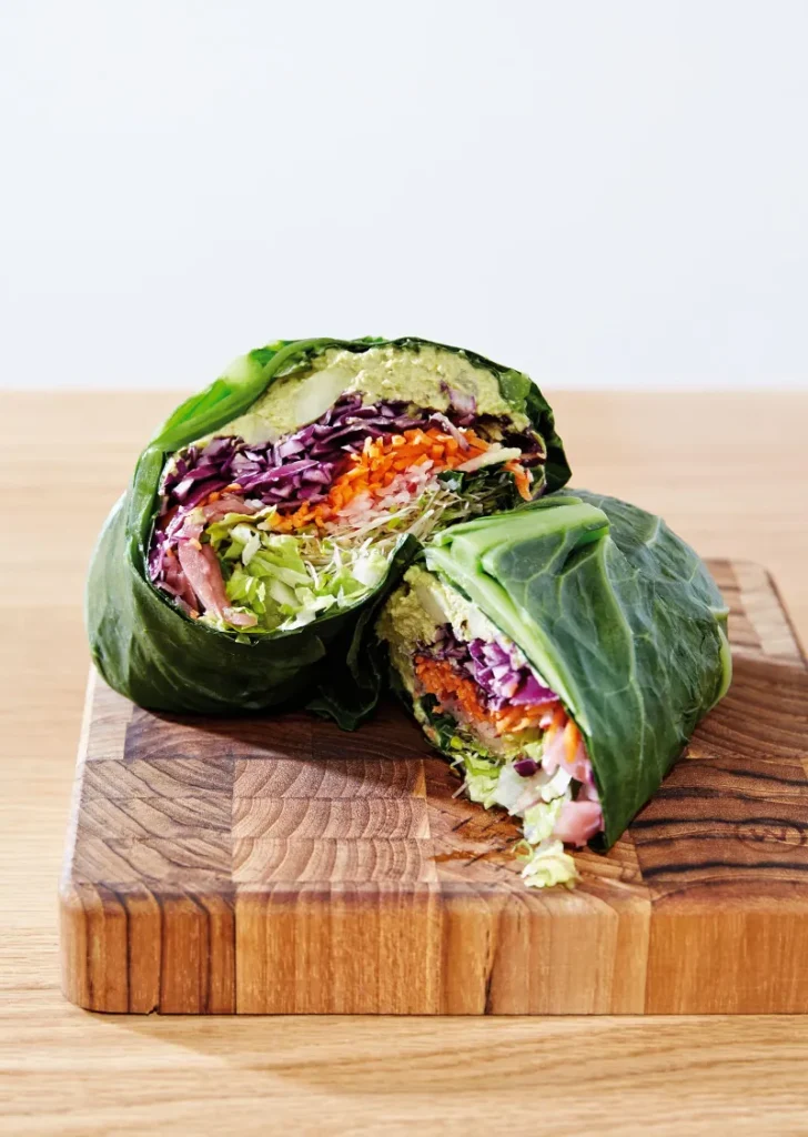 15. Veggie and Hummus Collard Green Wraps
