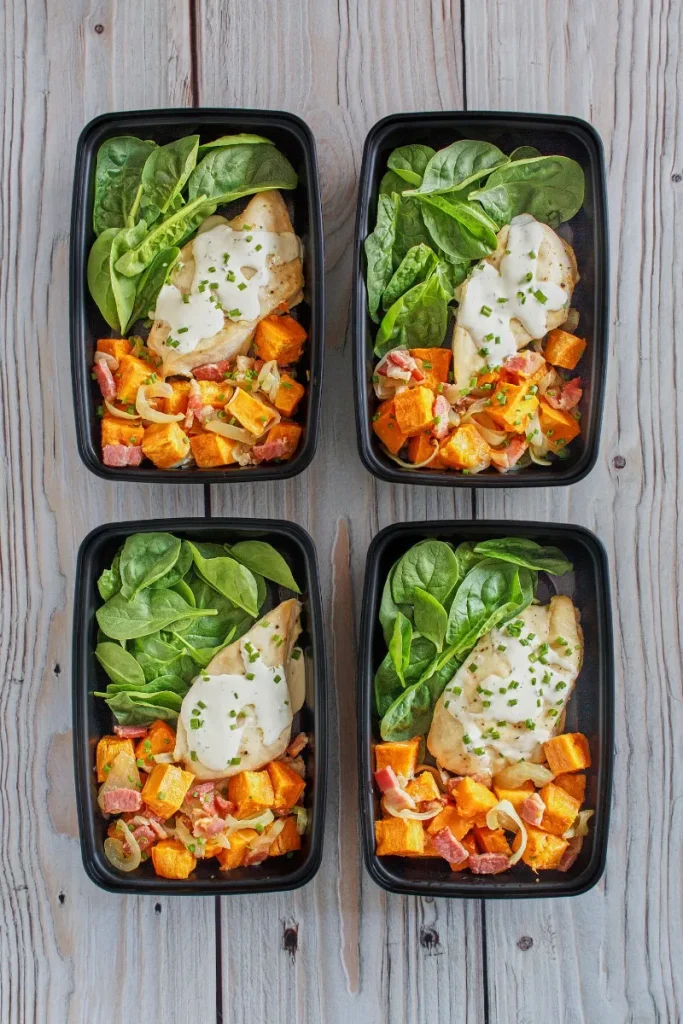 16. Baked Chicken and Sweet Potato Meal Prep Plate