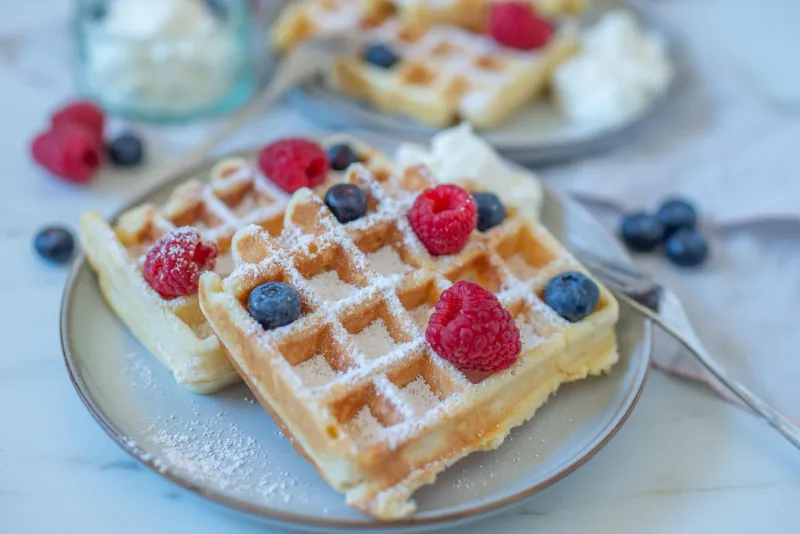17. Almond Flour Waffles with Fresh Berries