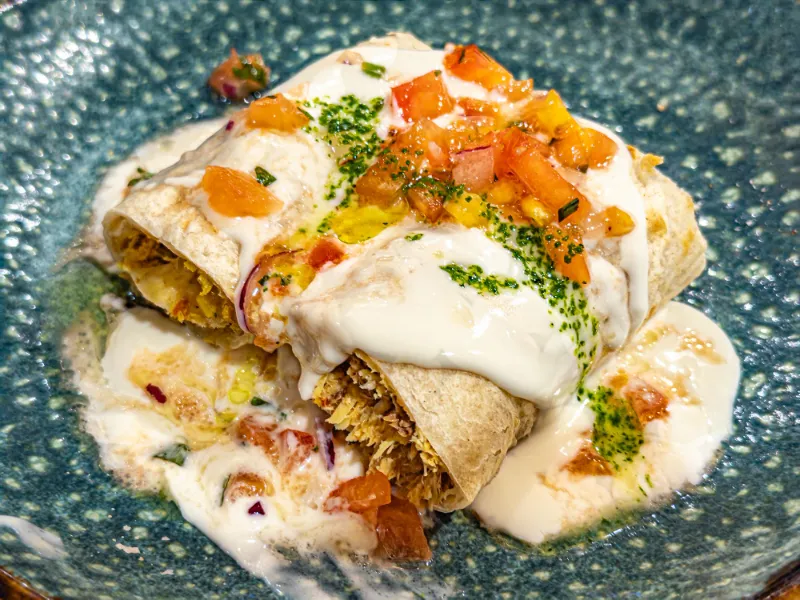 2 Creamy White Chicken Enchiladas