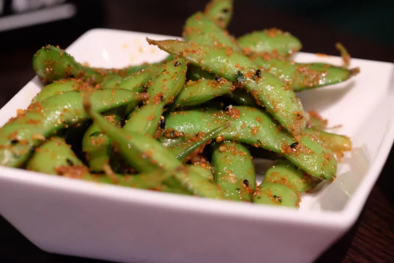 2. Spicy Edamame with Garlic and Chili Flakes