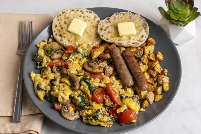 22. Loaded Veggie Scramble English Muffin