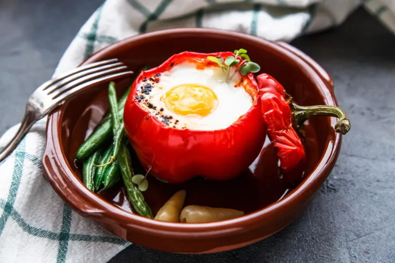 24. Stuffed Bell Peppers with Egg and Sausage