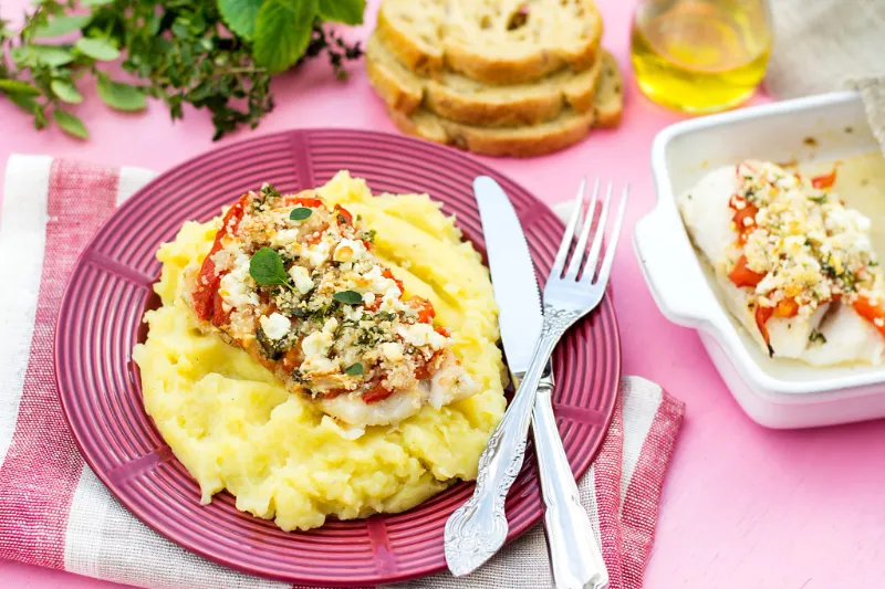 3 Cod with Feta Spinach