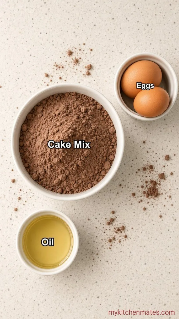 Fudgy 3-Ingredient Cake Mix Brownies Ingredients