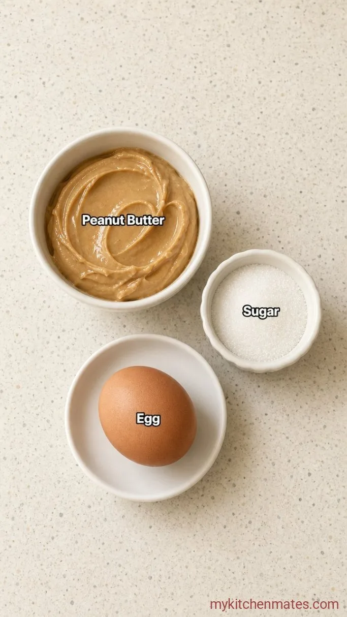 Quick 3-Ingredient Peanut Butter Cookies Ingredients