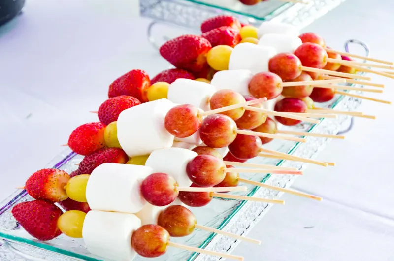 3. Fruit Skewers with Marshmallow Dip