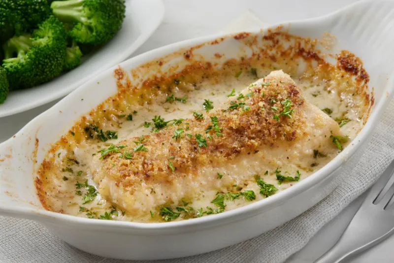 4. Garlic Parmesan Baked Halibut Cheeks