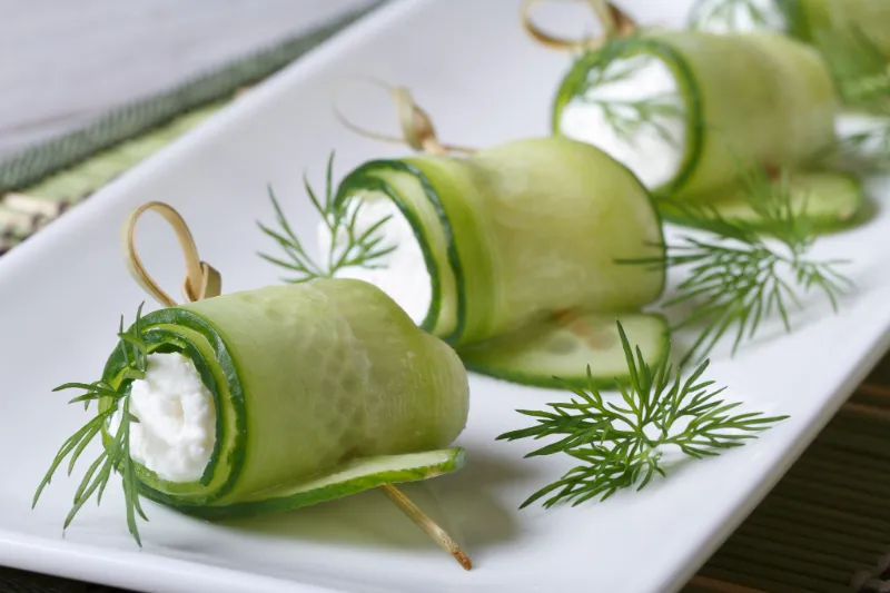 5. Cottage Cheese Stuffed Cucumber Slices
