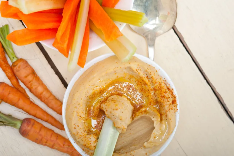5. Hummus and Veggie Sticks
