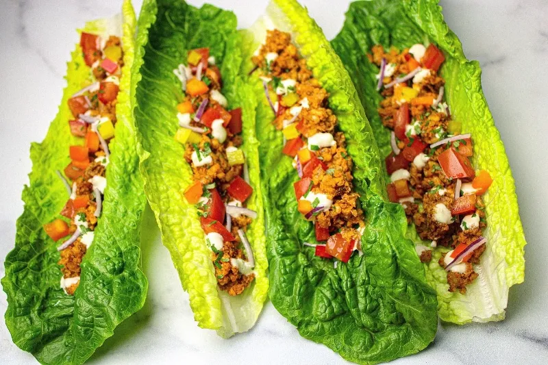 6. Raw Walnut Taco Meat Lettuce Cups