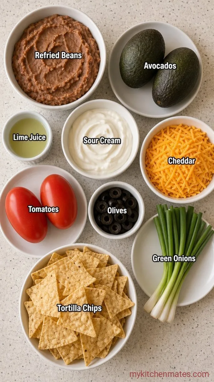 15-Minute 7 Layer Dip (No Cooking Required) Ingredients