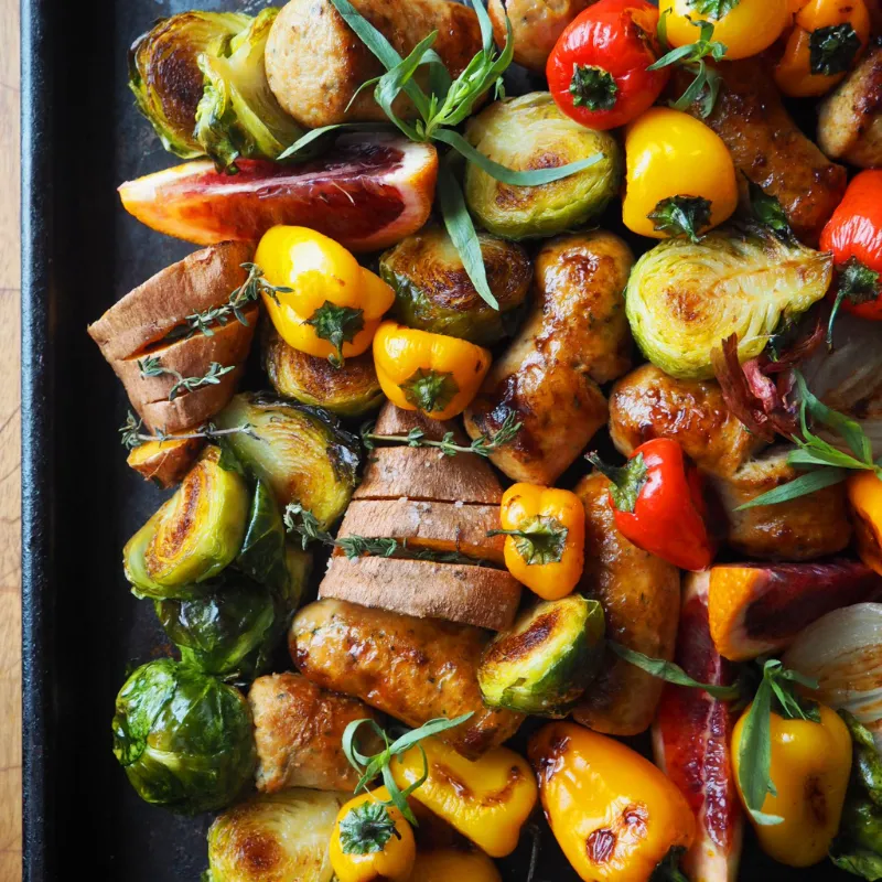 7. Sheet Pan Sausage and Roasted Vegetables