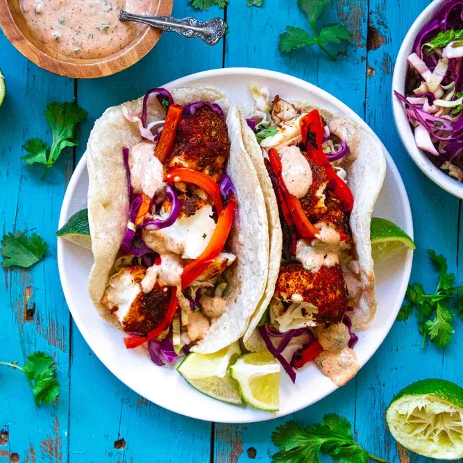 8 Garlic Lime Halibut Tacos