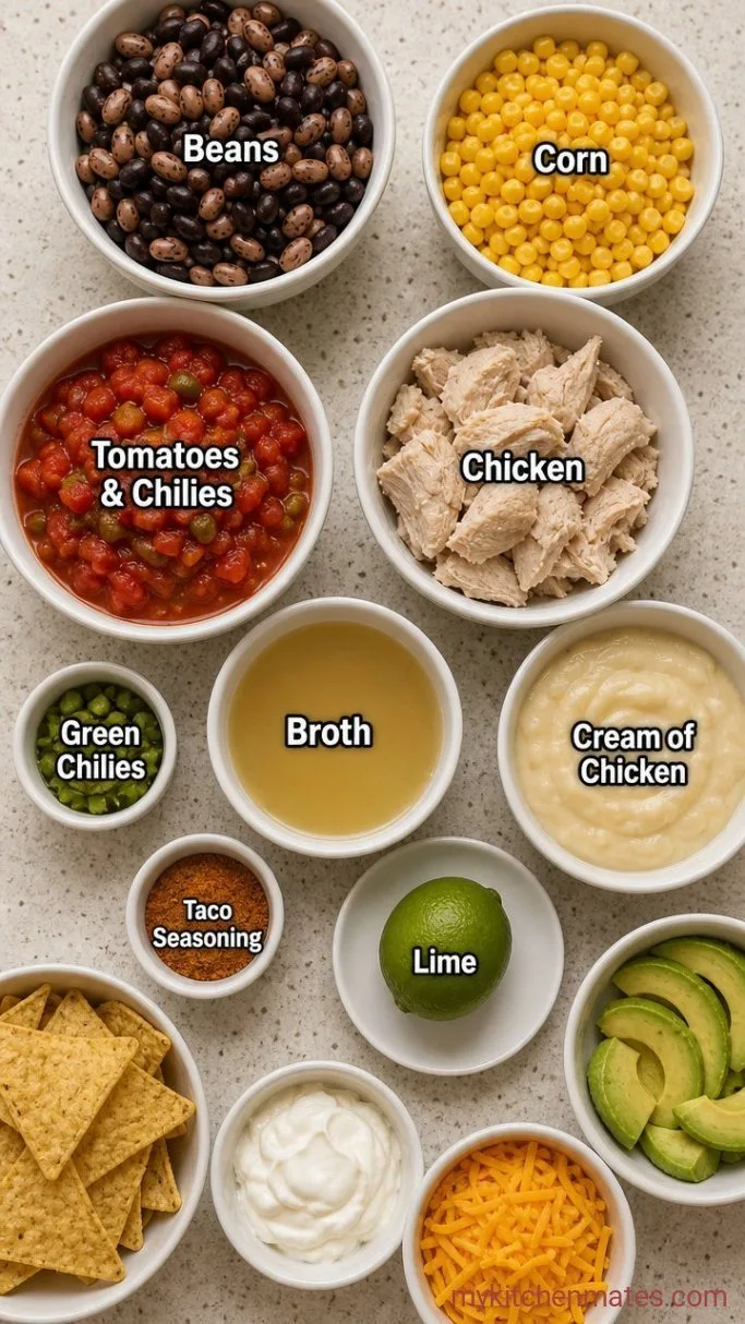 8-Can Chicken Taco Soup (Dump & Simmer) Ingredients