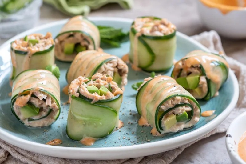 8. Spicy Tuna Cucumber Cups