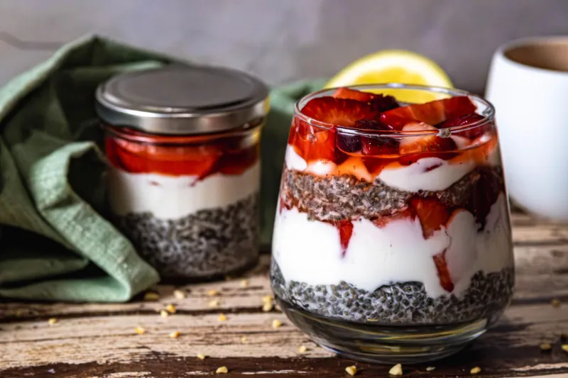 25 Protein-Packed Yogurt Breakfast Bowls You’ll Want Every Day 8. Strawberry Yogurt Chia Pudding