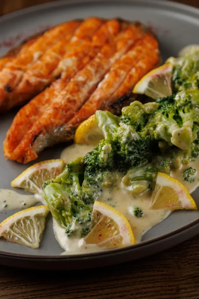 9. Baked Salmon with Steamed Broccoli