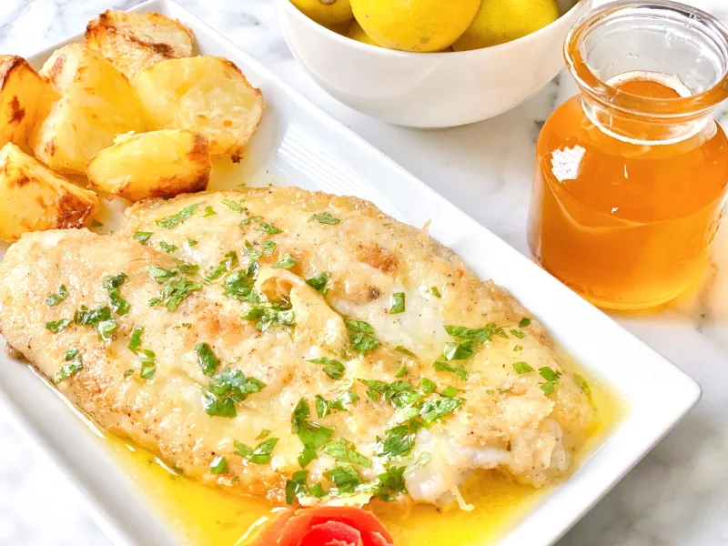 9. Halibut Cheeks with Capers Brown Butter