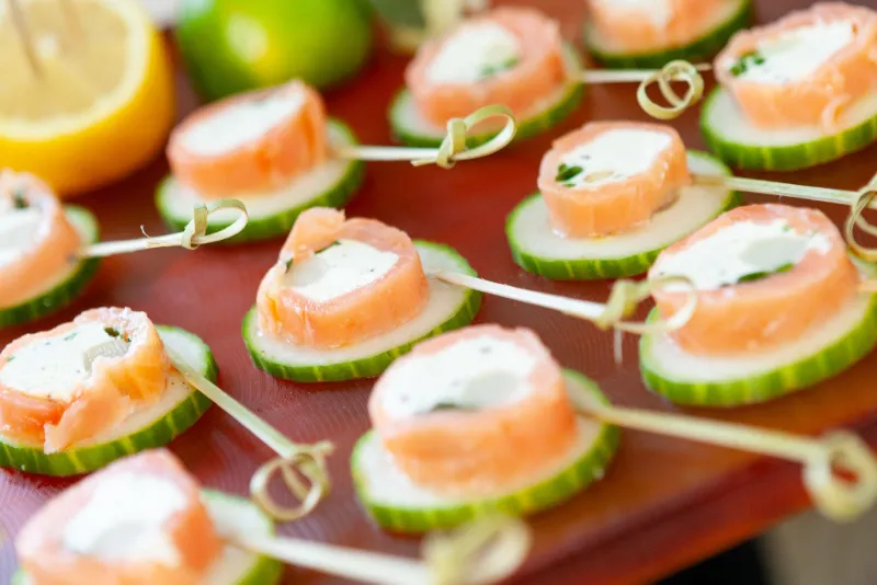 9. Smoked Salmon with Cream Cheese on Cucumber Rounds