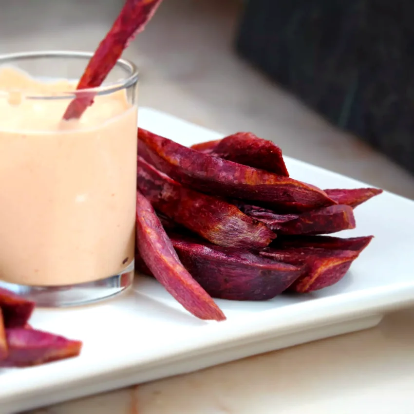 10 Purple Yam Dessert Recipes You Need to Make Today Air-Fried Purple Yam Fries with Sour Cream Sriracha Sauce
