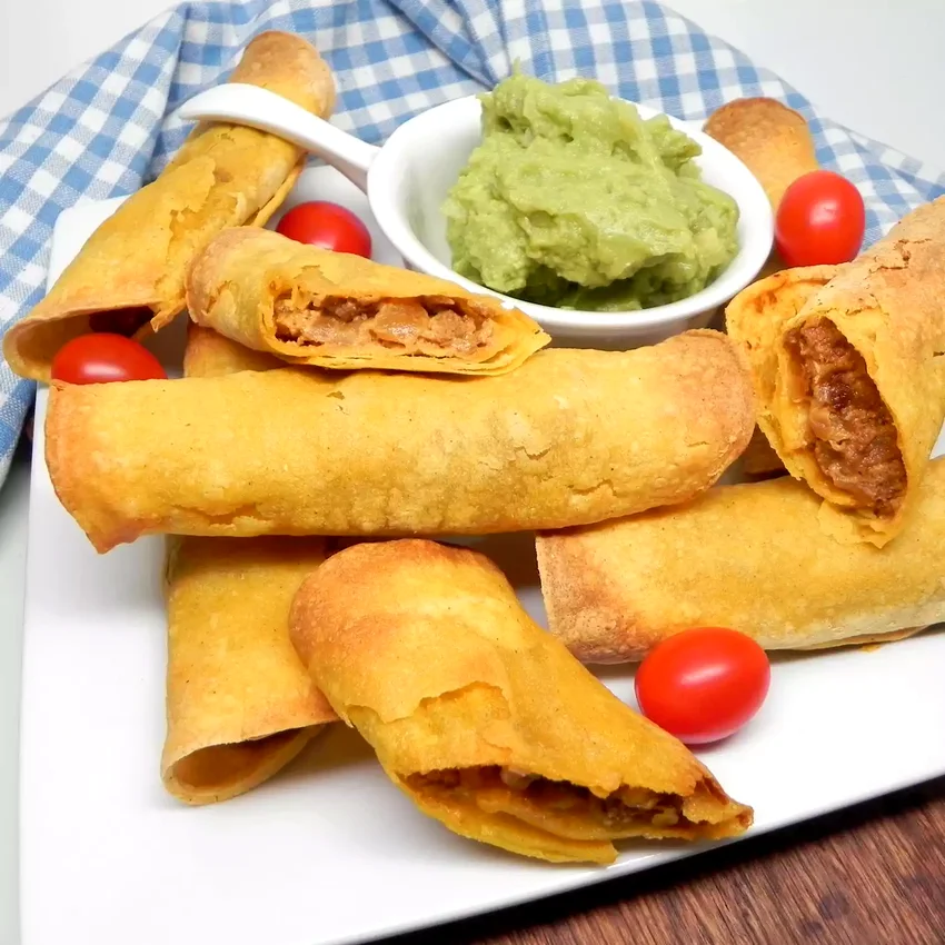Air Fryer Beefy Vegan Taquitos