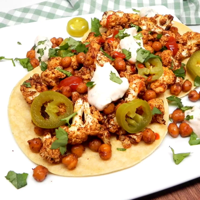 Air Fryer Vegetarian Cauliflower and Chickpea Tacos