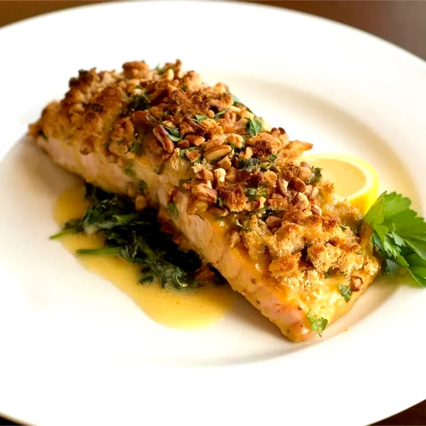 Alaska Salmon Bake with Pecan Crunch Coating