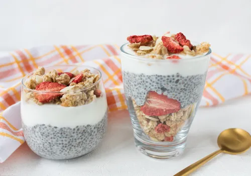 Almond milk and chia seed pudding