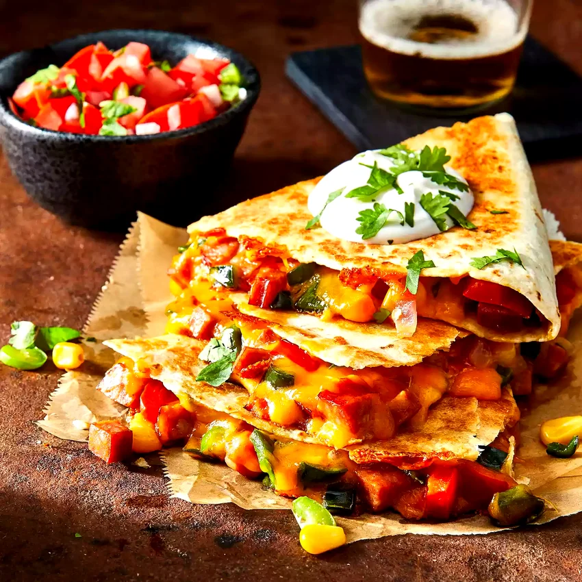 Andouille and Poblano Quesadillas