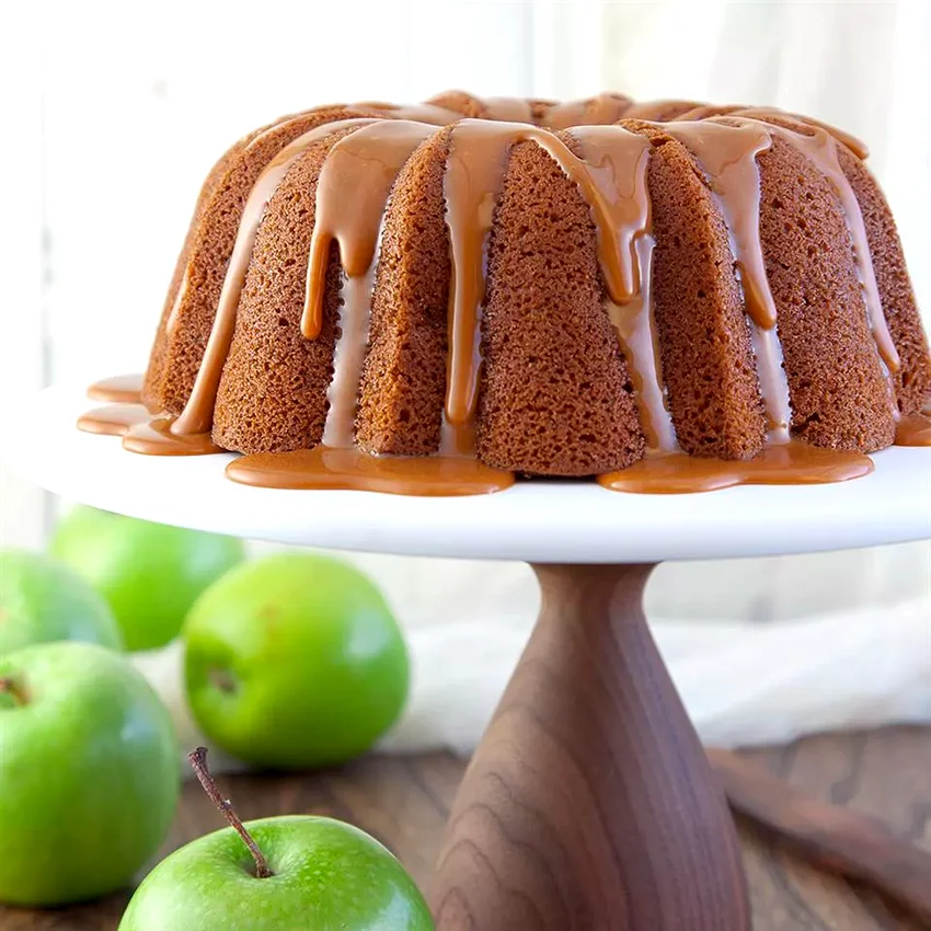 Apple Harvest Pound Cake with Caramel Glaze