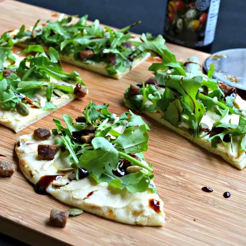 13 Simple and Nutritious Hummus Recipe Ideas Arugula and Hummus Mini Pizzas
