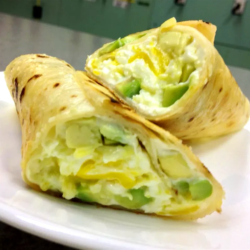 Avocado, Cream Cheese, and Egg Burrito