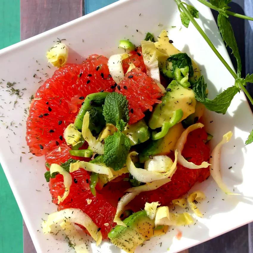 Avocado and Grapefruit Salad with Mint-Dill Vinaigrette
