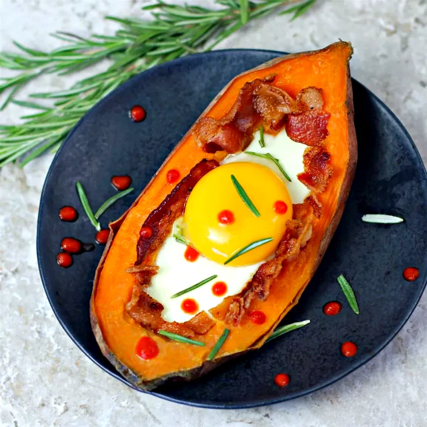 9 Delicious Sweet Potato Stuffing Ideas You'll Love Bacon Egg Stuffed Sweet Potato