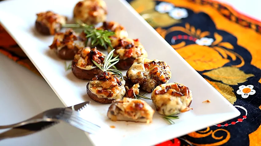 15 Elegant Appetizers Perfect for Home Entertaining Bacon Rosemary Stuffed Mushrooms