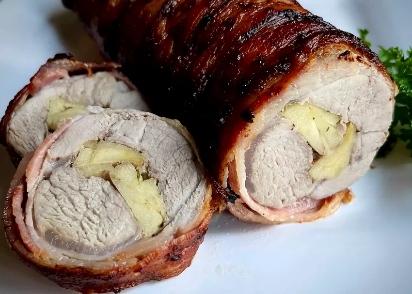 25 Hearty Main Course Recipes Featuring Sweet Apples Bacon-Wrapped Pork Tenderloin with Apple Stuffing