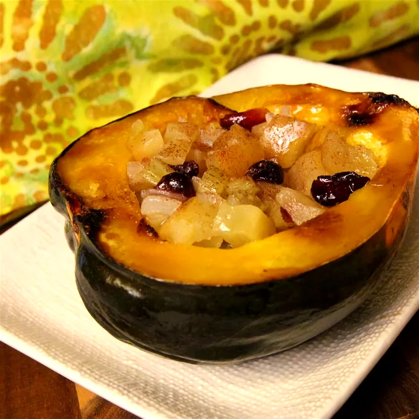12 Delicious Roasted Acorn Squash Dishes for Fall Cooking Baked Acorn Squash with Apple Stuffing