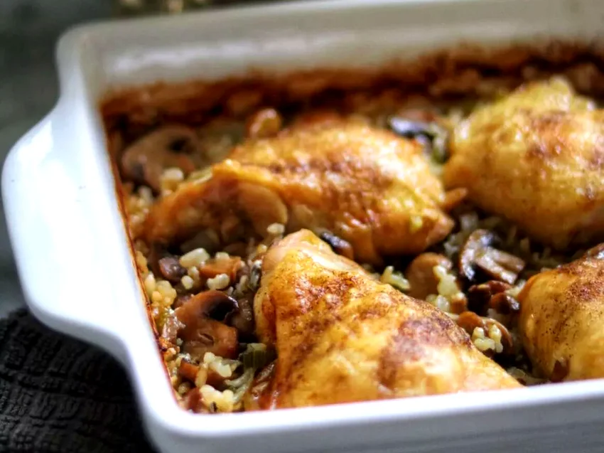 35 Budget-Friendly Chicken Meals for Busy Weeknights Baked Chicken Thighs With Mushroom Brown Rice