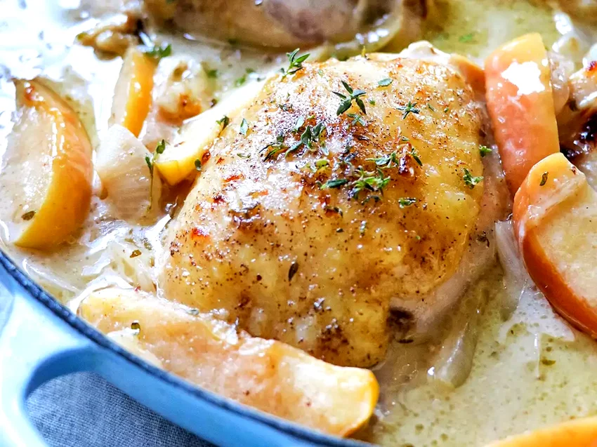25 Hearty Main Course Recipes Featuring Sweet Apples Baked Chicken Thighs with Apples and Onions