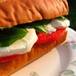 Basil, Tomato, and Mozzarella Sandwich