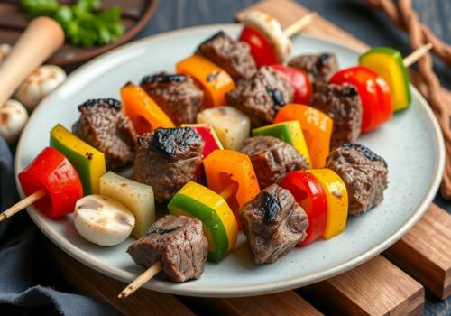 Beef Kebabs with Vegetables